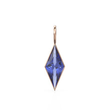 Load image into Gallery viewer, AAA Tanzanite Kite 18k Yellow Solid Gold Charm / February Birthstone Pendant Bezel Jewelry Finding / Natural Blue Gemstone Amulet