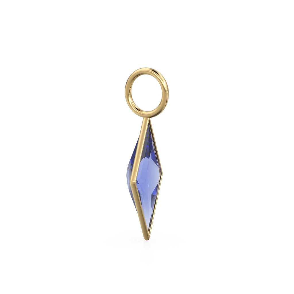 AAA Tanzanite Kite 18k Yellow Solid Gold Charm / February Birthstone Pendant Bezel Jewelry Finding / Natural Blue Gemstone Amulet