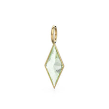 Load image into Gallery viewer, Green Amethyst Kite 18k Yellow Solid Gold Charm / February Birthstone Pendant Bezel Jewelry Finding / Natural Prasiolite Gemstone Amulet