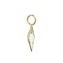 Load image into Gallery viewer, Green Amethyst Kite 18k Yellow Solid Gold Charm / February Birthstone Pendant Bezel Jewelry Finding / Natural Prasiolite Gemstone Amulet