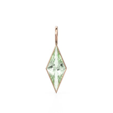 Load image into Gallery viewer, Green Amethyst Kite 18k Yellow Solid Gold Charm / February Birthstone Pendant Bezel Jewelry Finding / Natural Prasiolite Gemstone Amulet