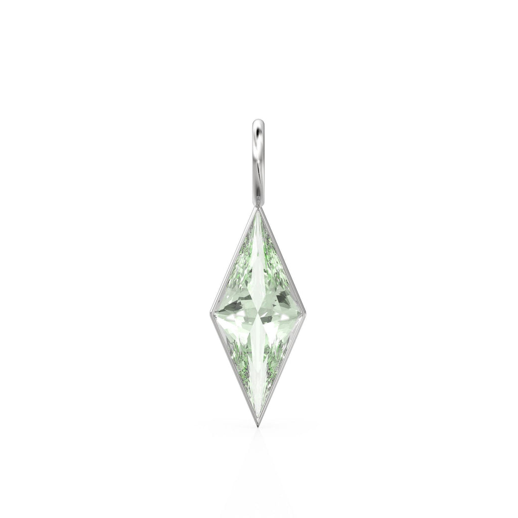 Green Amethyst Kite 18k Yellow Solid Gold Charm / February Birthstone Pendant Bezel Jewelry Finding / Natural Prasiolite Gemstone Amulet