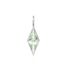 Load image into Gallery viewer, Green Amethyst Kite 18k Yellow Solid Gold Charm / February Birthstone Pendant Bezel Jewelry Finding / Natural Prasiolite Gemstone Amulet