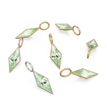 Load image into Gallery viewer, Green Amethyst Kite 18k Yellow Solid Gold Charm / February Birthstone Pendant Bezel Jewelry Finding / Natural Prasiolite Gemstone Amulet