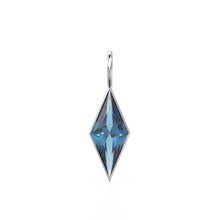 Load image into Gallery viewer, London Blue Topaz Kite 18k Yellow Solid Gold Charm / November Birthstone Pendant Bezel Jewelry Finding / Natural Blue Gemstone Amulet