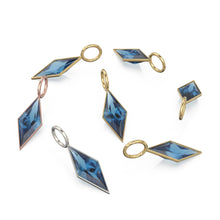 Load image into Gallery viewer, London Blue Topaz Kite 18k Yellow Solid Gold Charm / November Birthstone Pendant Bezel Jewelry Finding / Natural Blue Gemstone Amulet