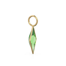 Load image into Gallery viewer, Green Peridot Kite 18k Yellow Solid Gold Charm / August Birthstone Pendant Bezel Jewelry Finding / Natural Olivine Gemstone Amulet