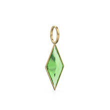 Load image into Gallery viewer, Green Peridot Kite 18k Yellow Solid Gold Charm / August Birthstone Pendant Bezel Jewelry Finding / Natural Olivine Gemstone Amulet