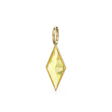 Load image into Gallery viewer, Lemon Quartz Kite 18k Yellow Solid Gold Charm / November Birthstone Pendant Bezel Jewelry Finding / Yellow Gemstone / Diamond Cut Amulet