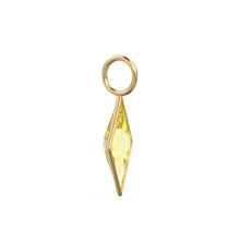 Load image into Gallery viewer, Lemon Quartz Kite 18k Yellow Solid Gold Charm / November Birthstone Pendant Bezel Jewelry Finding / Yellow Gemstone / Diamond Cut Amulet