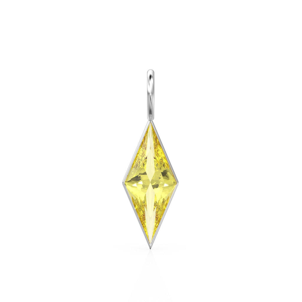 Lemon Quartz Kite 18k Yellow Solid Gold Charm / November Birthstone Pendant Bezel Jewelry Finding / Yellow Gemstone / Diamond Cut Amulet
