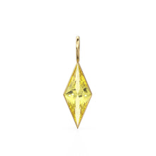 Load image into Gallery viewer, Lemon Quartz Kite 18k Yellow Solid Gold Charm / November Birthstone Pendant Bezel Jewelry Finding / Yellow Gemstone / Diamond Cut Amulet