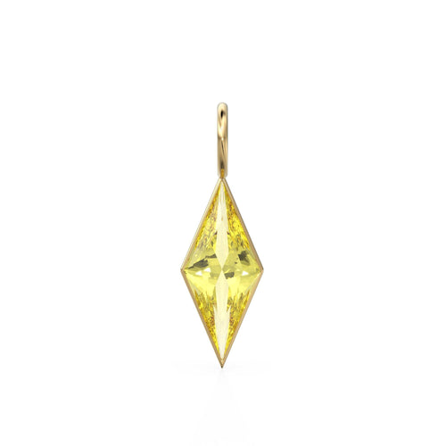Lemon Quartz Kite 18k Yellow Solid Gold Charm / November Birthstone Pendant Bezel Jewelry Finding / Yellow Gemstone / Diamond Cut Amulet