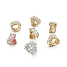 Load image into Gallery viewer, Natural Diamond 14k Baguette Tiara Gold Bead / Diamond European Bead / Diamond Rondelle Bead / Solid Gold Diamond Enhancer Spacer