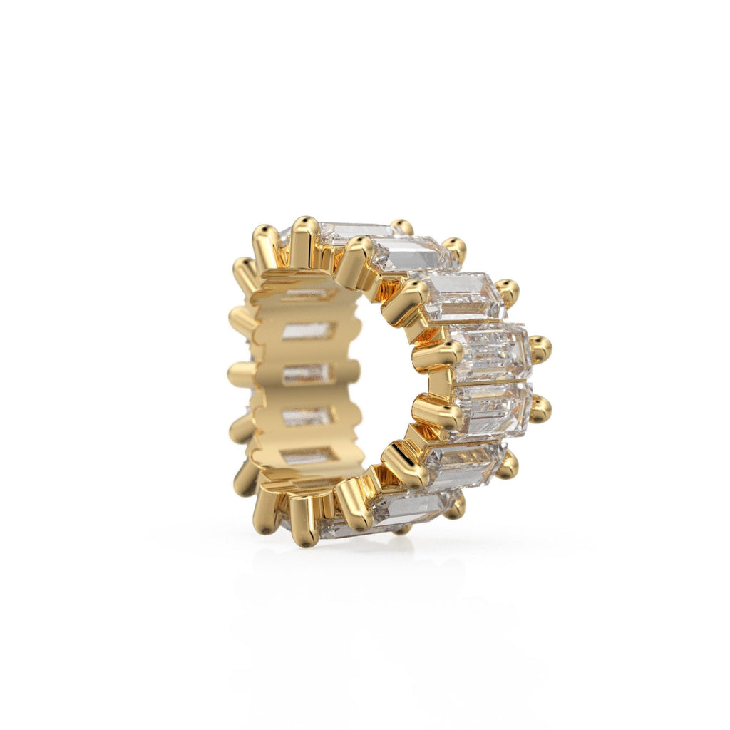 Natural Diamond 14k Baguette Tiara Gold Bead / Diamond European Bead / Diamond Rondelle Bead / Solid Gold Diamond Enhancer Spacer