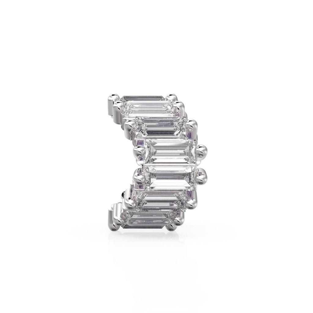 Natural Diamond 14k Baguette Tiara Gold Bead / Diamond European Bead / Diamond Rondelle Bead / Solid Gold Diamond Enhancer Spacer
