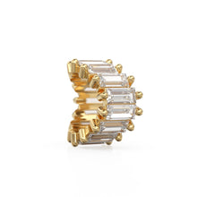 Load image into Gallery viewer, Natural Diamond 14k Baguette Tiara Gold Bead / Diamond European Bead / Diamond Rondelle Bead / Solid Gold Diamond Enhancer Spacer