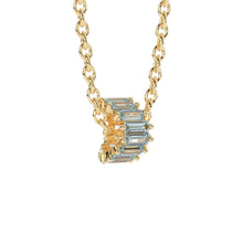 Load image into Gallery viewer, Blue Aquamarine 14k Baguette Tiara Gold Bead / Aquamarine European Bead / Aquamarine Rondelle Bead / Solid Gold Aquamarine Enhancer Spacer