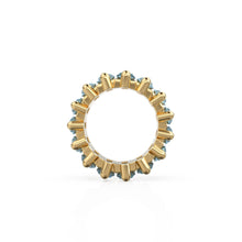 Load image into Gallery viewer, Blue Aquamarine 14k Baguette Tiara Gold Bead / Aquamarine European Bead / Aquamarine Rondelle Bead / Solid Gold Aquamarine Enhancer Spacer