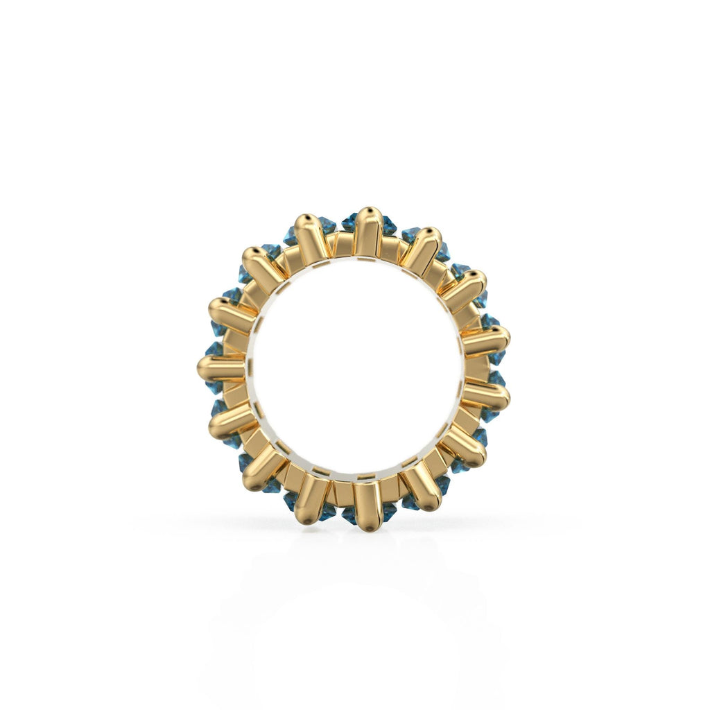 Swiss Blue Topaz 14k Baguette Tiara Gold Bead / Topaz European Bead / Topaz Rondelle Bead / Solid Gold Topaz Enhancer Spacer