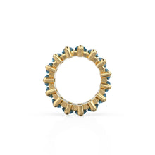 Load image into Gallery viewer, Swiss Blue Topaz 14k Baguette Tiara Gold Bead / Topaz European Bead / Topaz Rondelle Bead / Solid Gold Topaz Enhancer Spacer