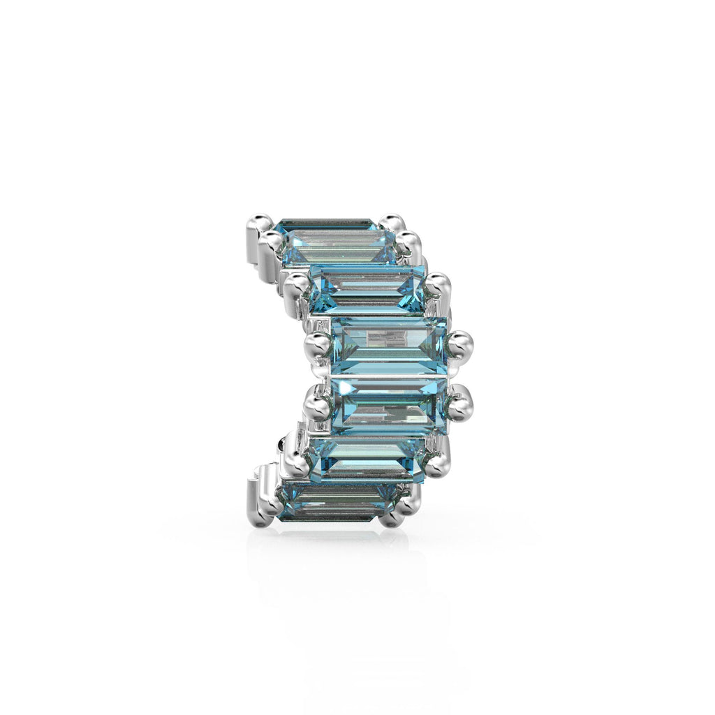Swiss Blue Topaz 14k Baguette Tiara Gold Bead / Topaz European Bead / Topaz Rondelle Bead / Solid Gold Topaz Enhancer Spacer