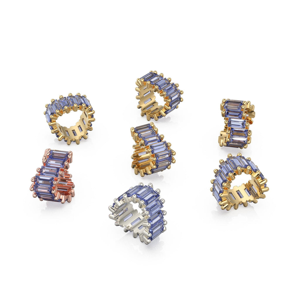 Blue Tanzanite 14k Baguette Tiara Gold Bead / Tanzanite European Bead / Tanzanite Rondelle Bead / Solid Gold Tanzanite Enhancer Spacer