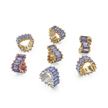 Load image into Gallery viewer, Blue Tanzanite 14k Baguette Tiara Gold Bead / Tanzanite European Bead / Tanzanite Rondelle Bead / Solid Gold Tanzanite Enhancer Spacer