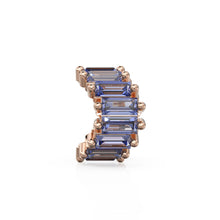 Load image into Gallery viewer, Blue Tanzanite 14k Baguette Tiara Gold Bead / Tanzanite European Bead / Tanzanite Rondelle Bead / Solid Gold Tanzanite Enhancer Spacer