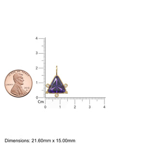 Trillion African Amethyst Bezel Diamonds Amulet Charm Pendant for Necklace / Gift for him or her / February Birthstone Gemstone Jewelry