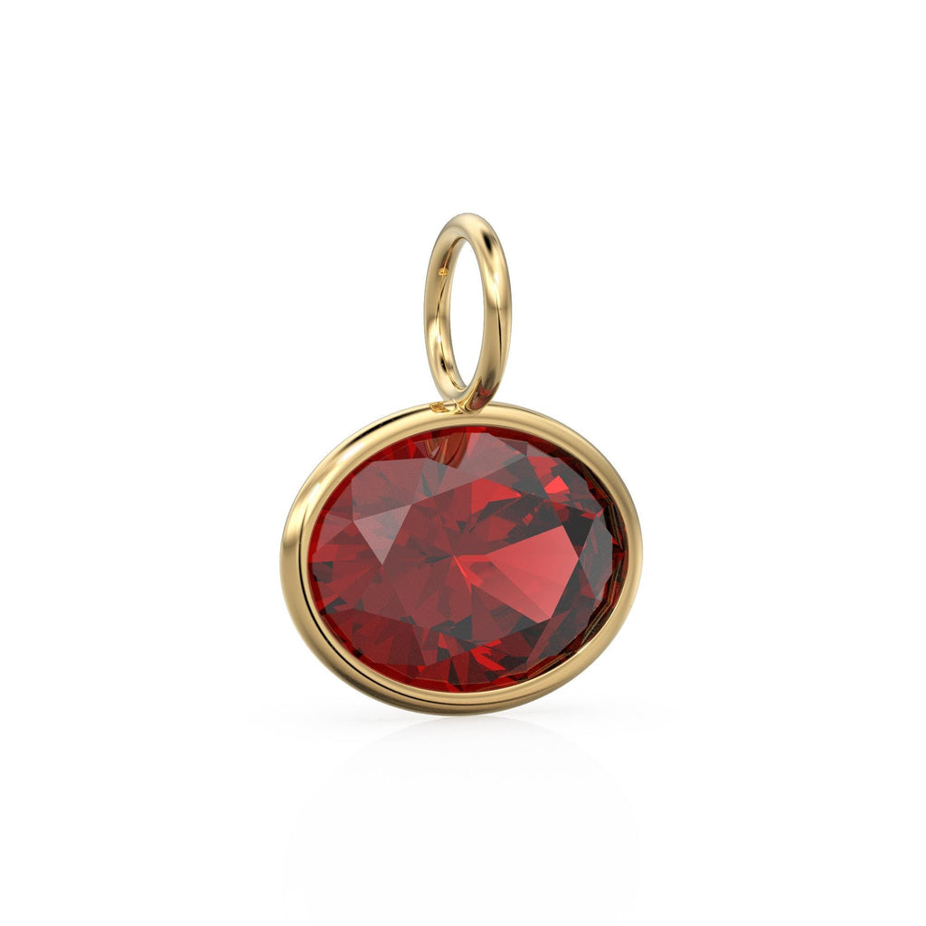 Red Ruby 2.40ct 14k Yellow Solid Gold Charm Pendant Bezel Jewelry Finding / July Birthstone / Red Gemstone / Oval Cut Amulet