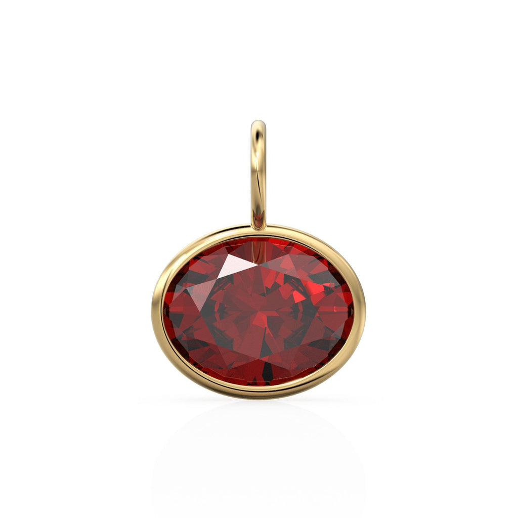 Red Ruby 2.40ct 14k Yellow Solid Gold Charm Pendant Bezel Jewelry Finding / July Birthstone / Red Gemstone / Oval Cut Amulet