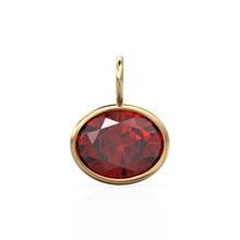 Load image into Gallery viewer, Red Ruby 2.40ct 14k Yellow Solid Gold Charm Pendant Bezel Jewelry Finding / July Birthstone / Red Gemstone / Oval Cut Amulet