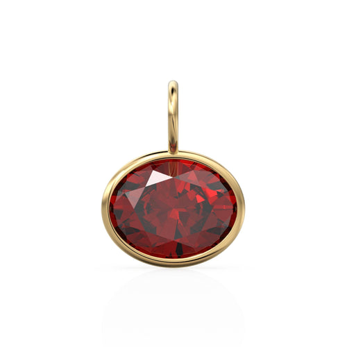 Red Ruby 2.40ct 14k Yellow Solid Gold Charm Pendant Bezel Jewelry Finding / July Birthstone / Red Gemstone / Oval Cut Amulet