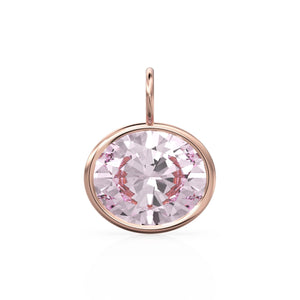 4.50ct Morganite 14k Yellow Solid Gold Charm Pendant Bezel Jewelry Finding / October Birthstone / Pink Gemstone / Oval Cut Amulet
