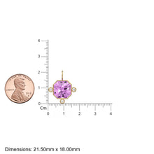 Load image into Gallery viewer, 7ct Kunzite 14k Yellow Solid Gold Diamond Charm Pendant Bezel Jewelry Finding / February Birthstone / Pink Gemstone / Radiant Square Amulet