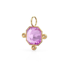 Load image into Gallery viewer, 7ct Kunzite 14k Yellow Solid Gold Diamond Charm Pendant Bezel Jewelry Finding / February Birthstone / Pink Gemstone / Radiant Square Amulet