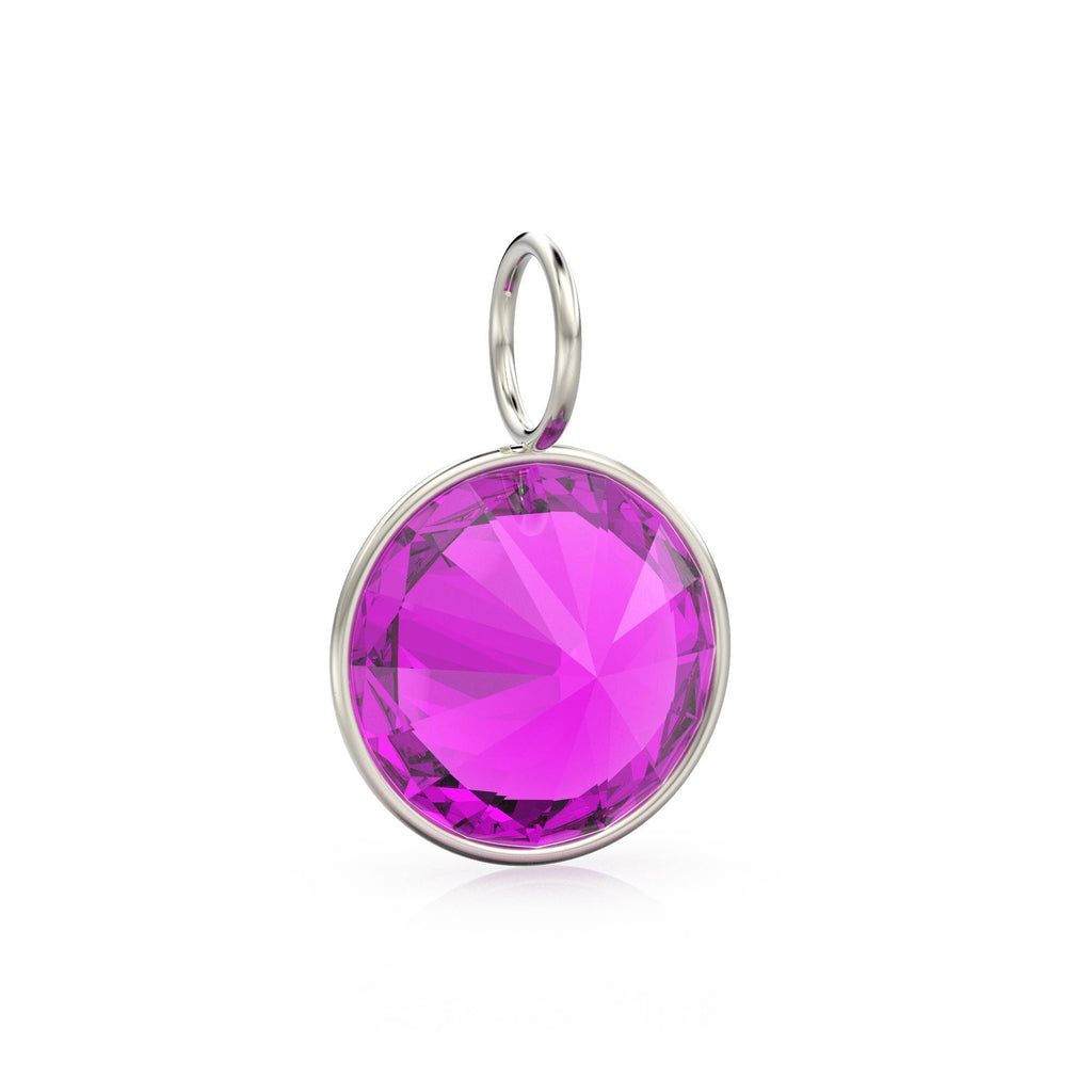 6.50ct Kunzite 14k Solid White Gold Charm Pendant Bezel Jewelry Finding / September Birthstone / Purple Gemstone / Round Cut Amulet