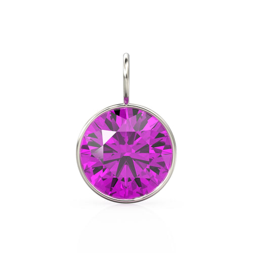 6.50ct Kunzite 14k Solid White Gold Charm Pendant Bezel Jewelry Finding / September Birthstone / Purple Gemstone / Round Cut Amulet
