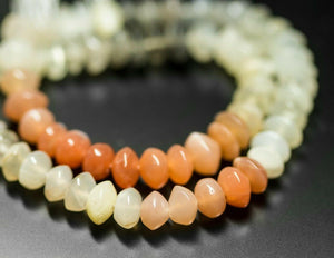 Multi Moonstone Smooth Rondelle Button Gemstone Spacer Beads 6mm 7mm June August - Jalvi & Co.