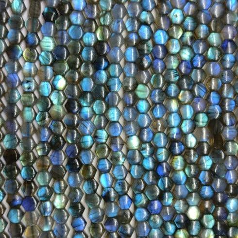 Natural Labradorite Smooth Hexagon Gemstone Loose Briolette Pair Beads 7mm - Jalvi & Co.