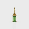 TINY Olivine Peridot Charm Pendant / 14k 18k Solid Gold Pendant / Baguette Peridot Pendant / Petite Arizona Green Charm / 5x3mm 6x3mm