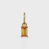 Citrine TINY Baguette Charm Pendant / 14k 18k Solid Gold Pendant / Baguette Yellow Citrine Pendant / Petite Citrine  Charm / 5x3mm 6x3mm