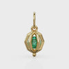 Floating Emerald Cage Pendant / Solid 14K 18K Gold Free-Set Gem Charm / Modern Geometric Orb Necklace With Suspended Stone Design