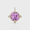 7ct Kunzite 14k Yellow Solid Gold Diamond Charm Pendant Bezel Jewelry Finding / February Birthstone / Pink Gemstone / Radiant Square Amulet