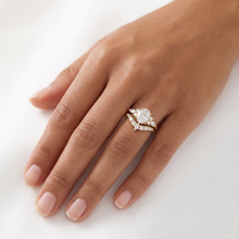 Load image into Gallery viewer, 1ct Oval Lab diamond ring set, White Gold Diamond Engagement Ring Set, Floral Marquise Diamond Ring