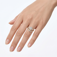 Load image into Gallery viewer, 1ct Oval Lab diamond ring set, White Gold Diamond Engagement Ring Set, Floral Marquise Diamond Ring