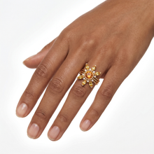 Load image into Gallery viewer, Yellow Sapphire Gold Ring, Lab Diamond Set, Butterfly Engagement Ring, Unique Sun Set, Alternative Wedding Set