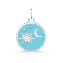 Load image into Gallery viewer, Star Turquoise Enamel Diamond Solid Gold Charm / Enamel Gold Charm / Circle Diamond Charm / Real Diamond Jewelry / Diamond Gold Necklace - Jalvi &amp; Co.