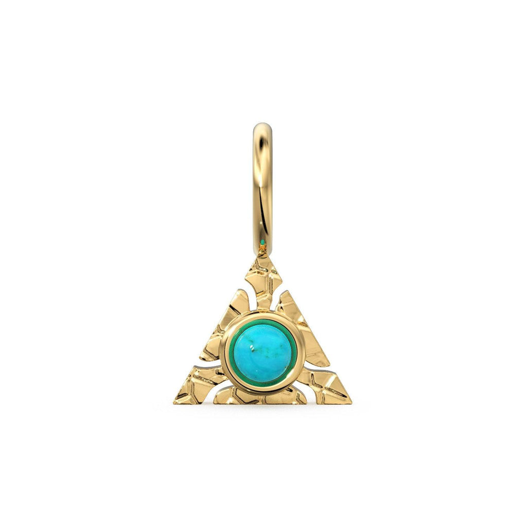 Triangle Shape 14k Yellow Solid Gold Fire Opal Charm Pendant Bezel Jewelry Finding / Moonstone Charm / Spectrolite / 4 Gemstone Choices - Jalvi & Co.